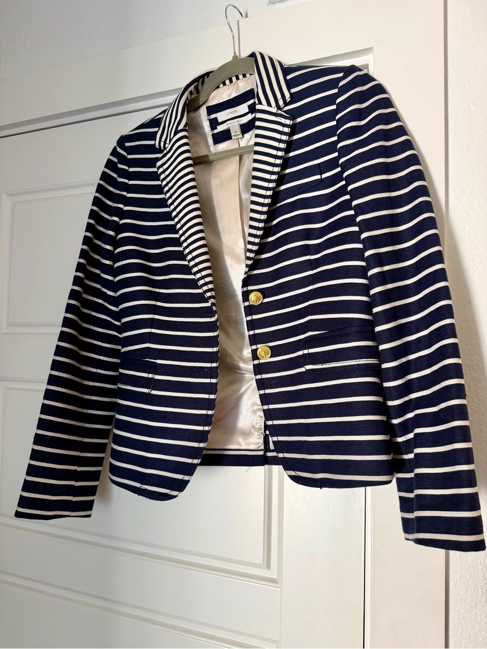 Vintage J. Crew Navy White Striped Blazer with Gold Buttons - School Boy size 2